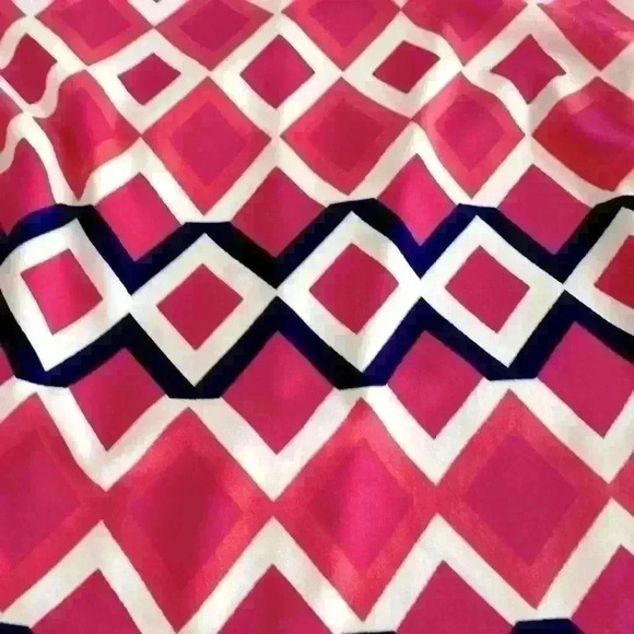 Donna Morgan dress, pretty fuchsia, coral, navy print, sz 10, with drop waist. - Picture 7 of 8